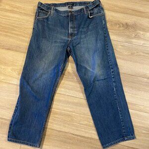 Men's Traditional Fit Comfort Waist Blue Denim Jeans Size 38